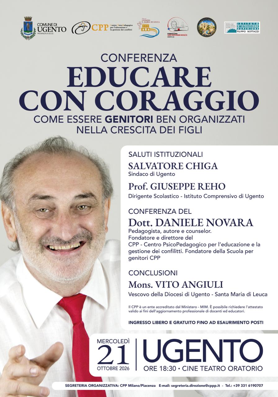 Conferenza “EDUCARE CON CORAGGIO” – 21 ottobre 2026 Cine Teatro ORATORIO - Ugento (LE)
